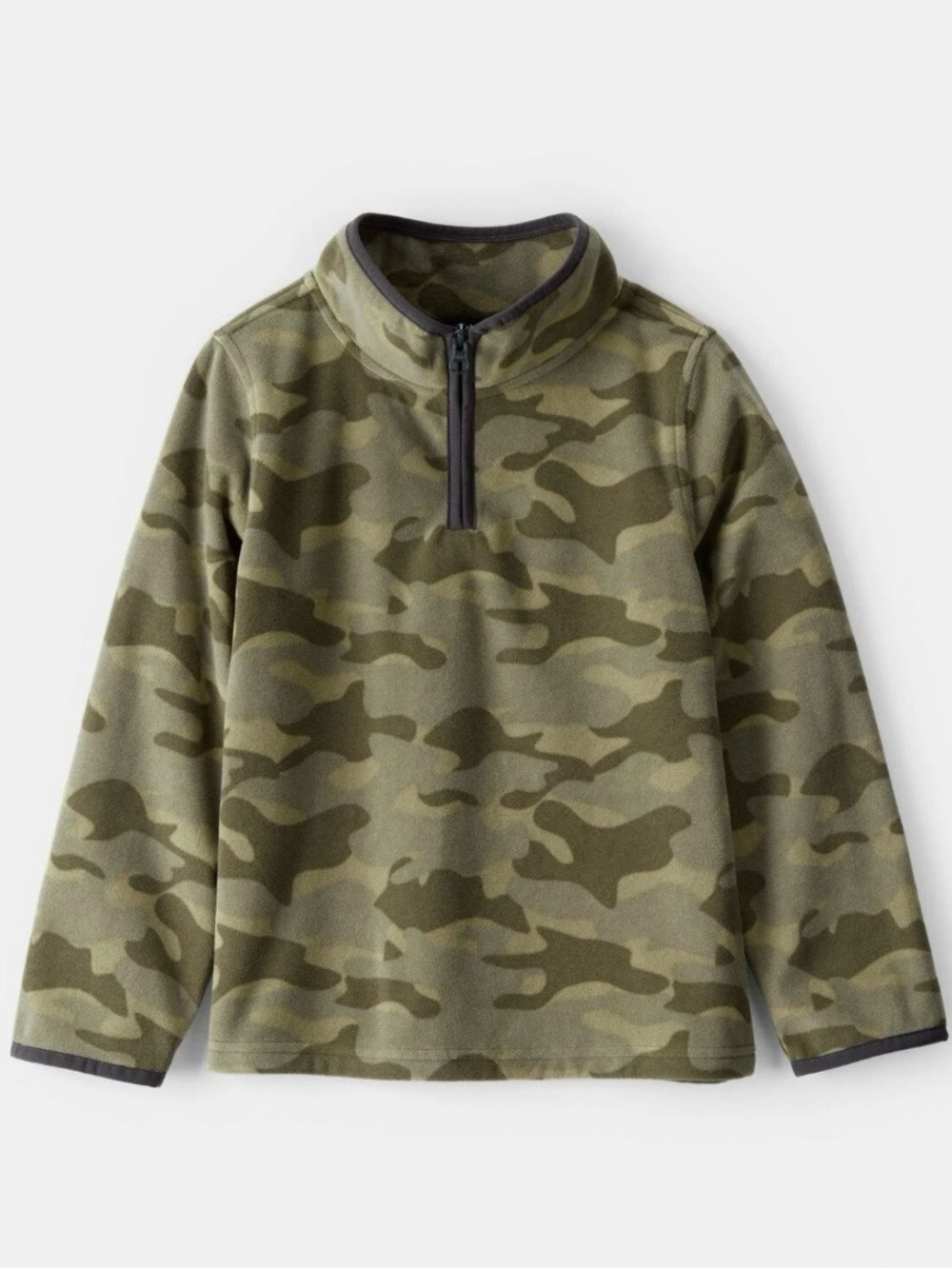 OshKosh Boys Camo Quarter Zip Fleece Pullover Size 7-8